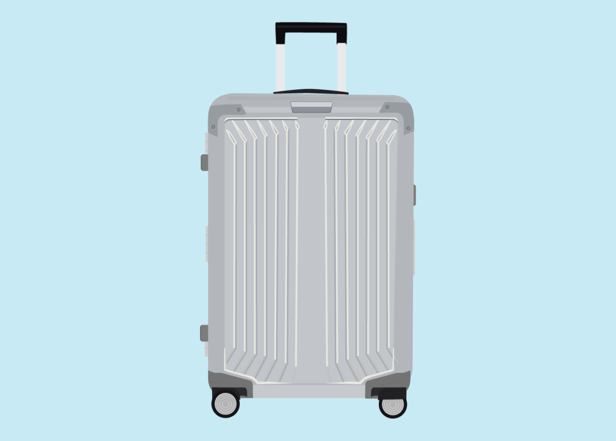 illustration of a designer luggage, a grey designer bag
