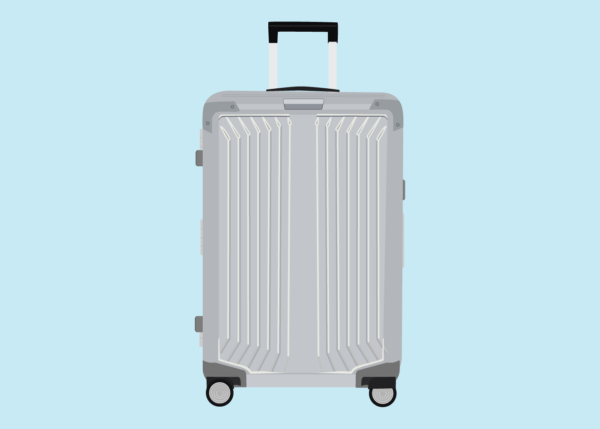 illustration of a designer luggage, a grey designer bag