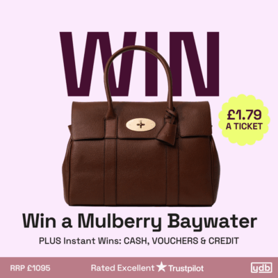 Win a Mulberry Bayswater for just £1.79 per ticket. Instant wins are also available.