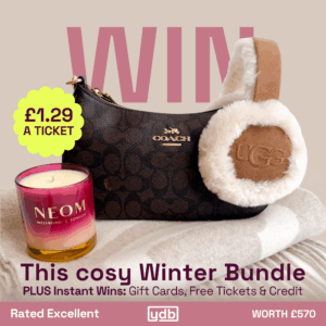 Win this cosy winter bundle featuring Coach, Jacquemus, Ugg and Neom for just £1.29.