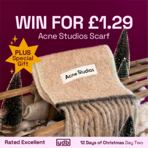 Win an Acne Studios scarf, worth £240, for just £1.29 in day 2 of the YDB Christmas advent competition!