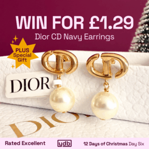 Win these Dior CD Navy Earrings, worth £320, for just £1.29 in Day 6 of our YDB advent competitions!