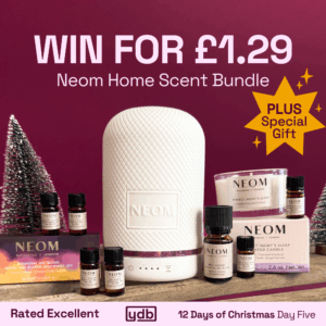 Win a Neom Home Scent Bundle for £1.29 in day 5 of our YDB Christmas Advent. Plus a special gift if you win!